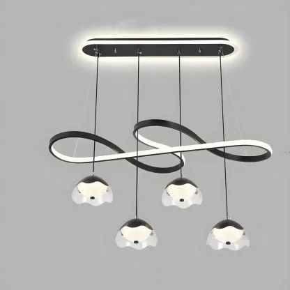 Adjustable Black 5/6-Light Geometric Pendant Light Image - 8