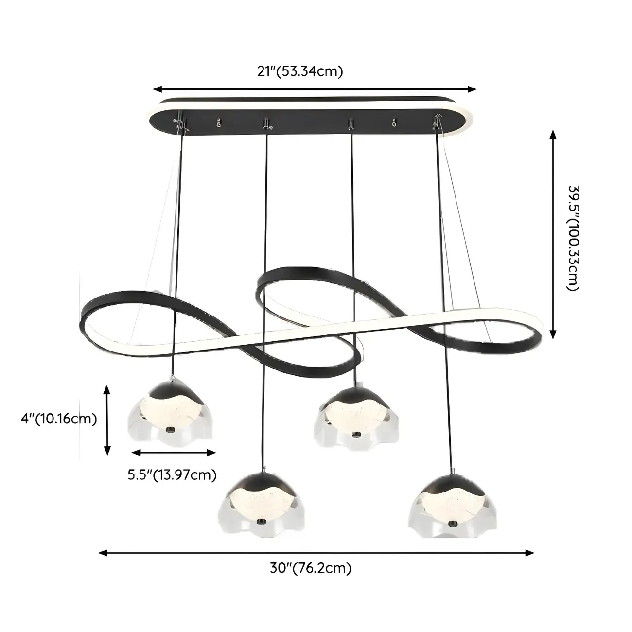 Adjustable Black 5/6-Light Geometric Pendant Light #size