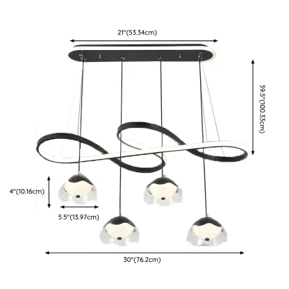 Adjustable Black 5/6-Light Geometric Pendant Light #size