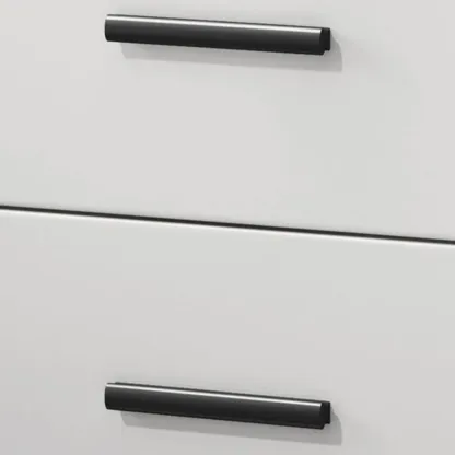 Modern White Stone Top Oak 2-Drawer Nightstand Image - 8