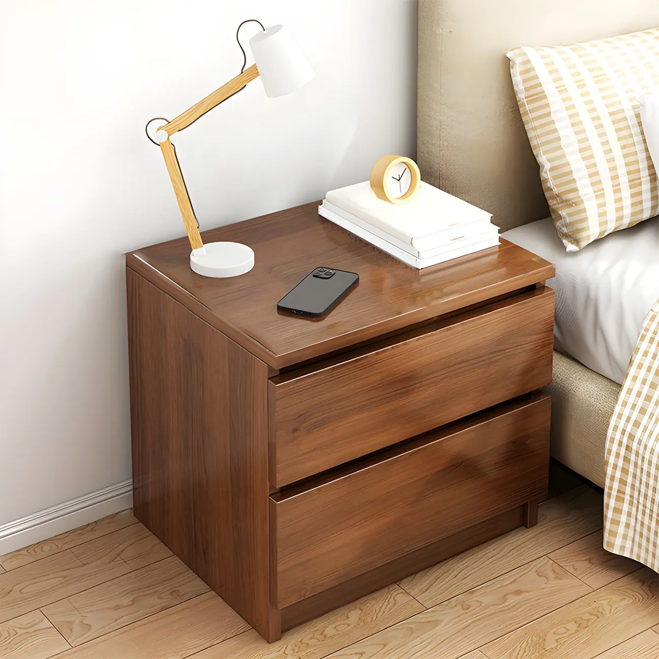 Modern Wood White Bedside Nightstand Drawer Storage Image - 5 | homeyfad