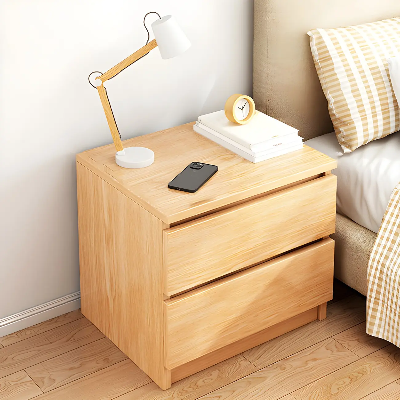 Modern Wood White Bedside Nightstand Drawer Storage Image - 7 | homeyfad