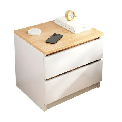 Modern Wood White Bedside Nightstand Drawer Storage Image - 9