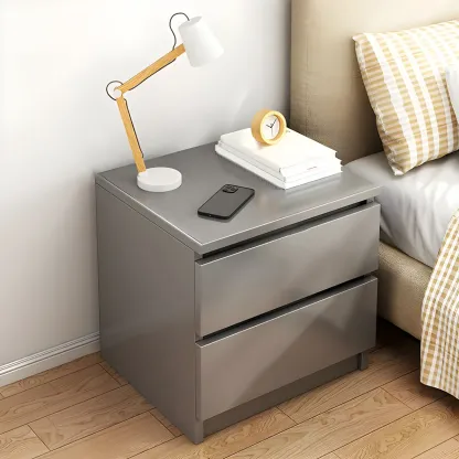 Modern Wood White Bedside Nightstand Drawer Storage Image - 12
