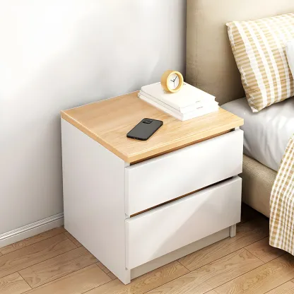 Modern Wood White Bedside Nightstand Drawer Storage Image - 18