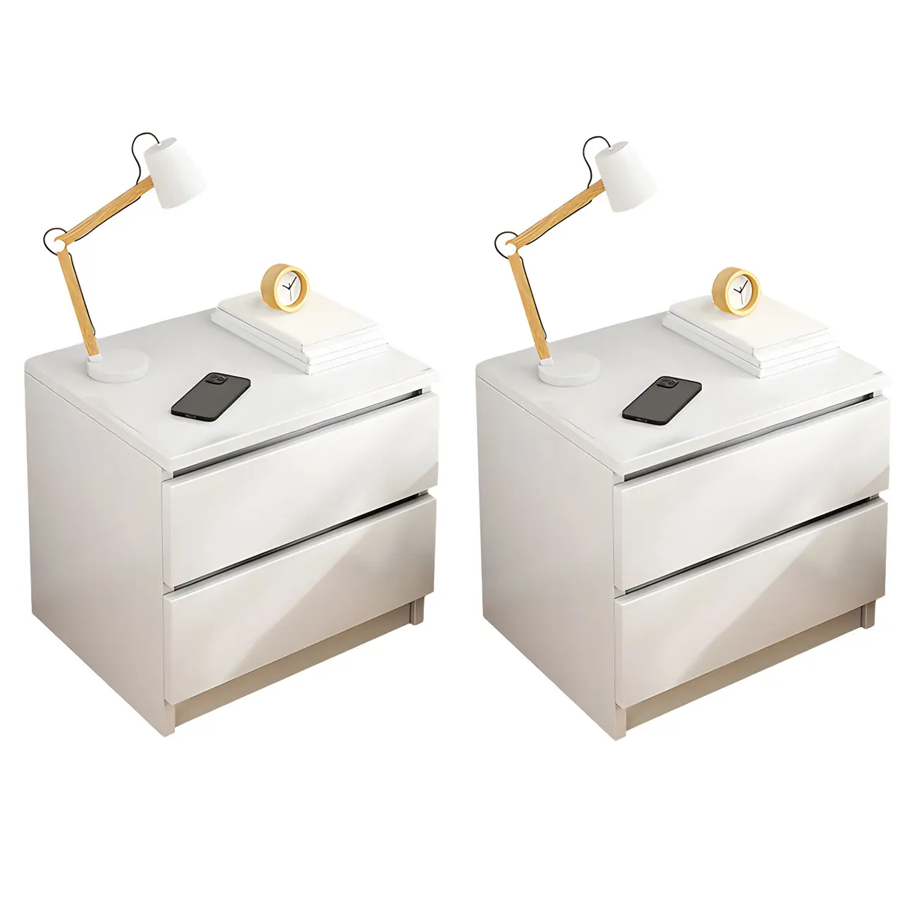 Modern Wood White Bedside Nightstand Drawer Storage Image - 20 | homeyfad