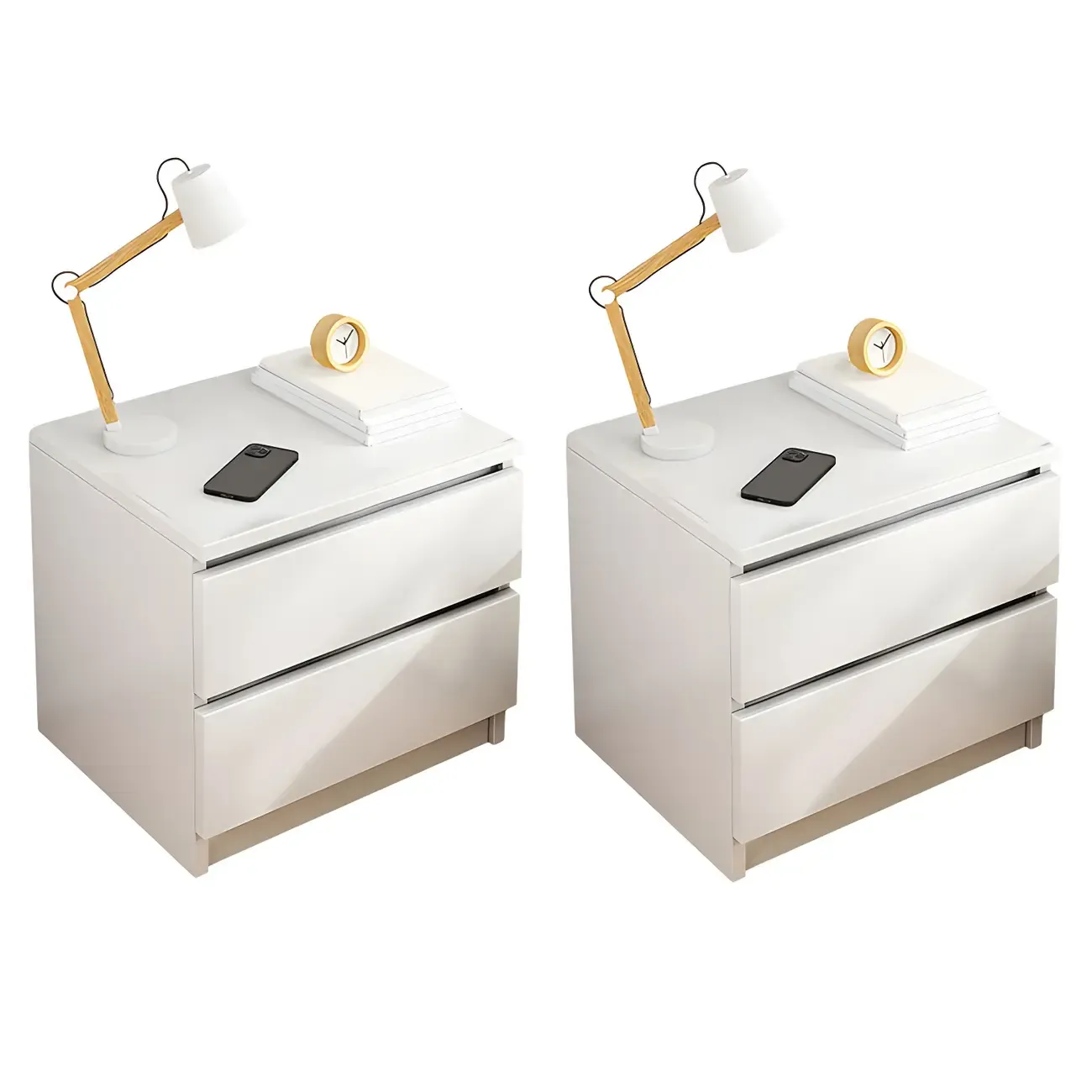 Modern Wood White Bedside Nightstand Drawer Storage Image - 20