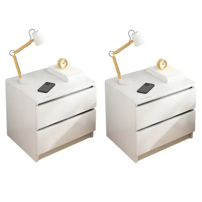 Modern Wood White Bedside Nightstand Drawer Storage Image - 20