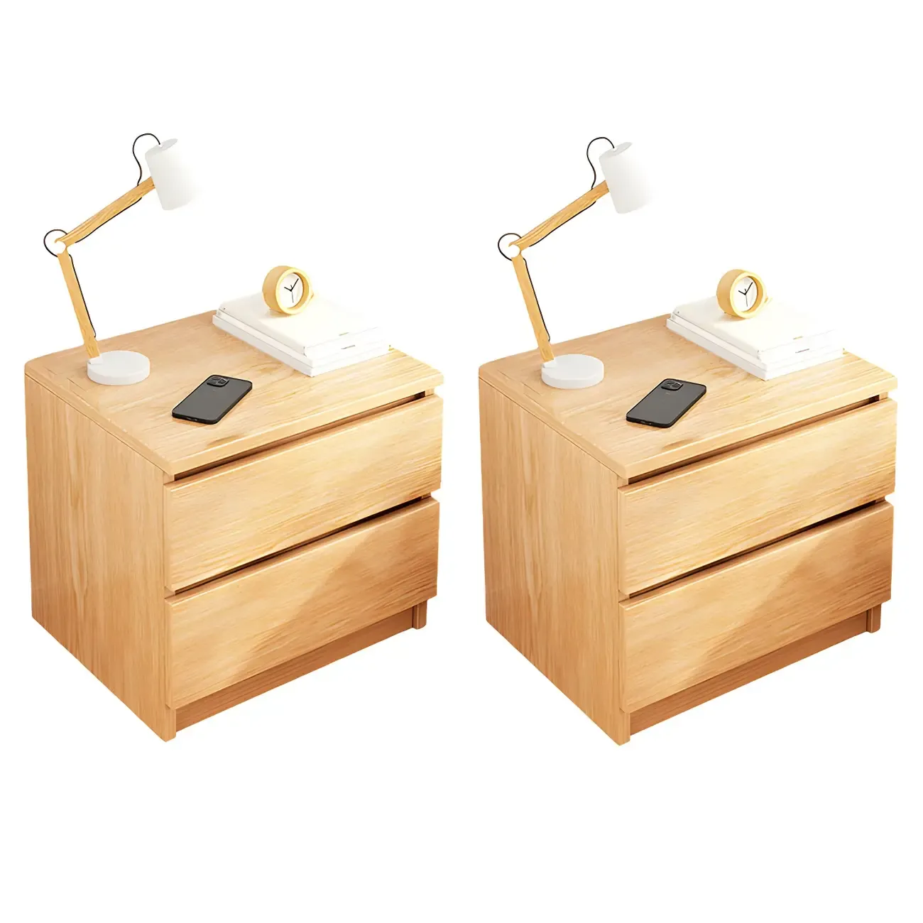 Modern Wood White Bedside Nightstand Drawer Storage Image - 22