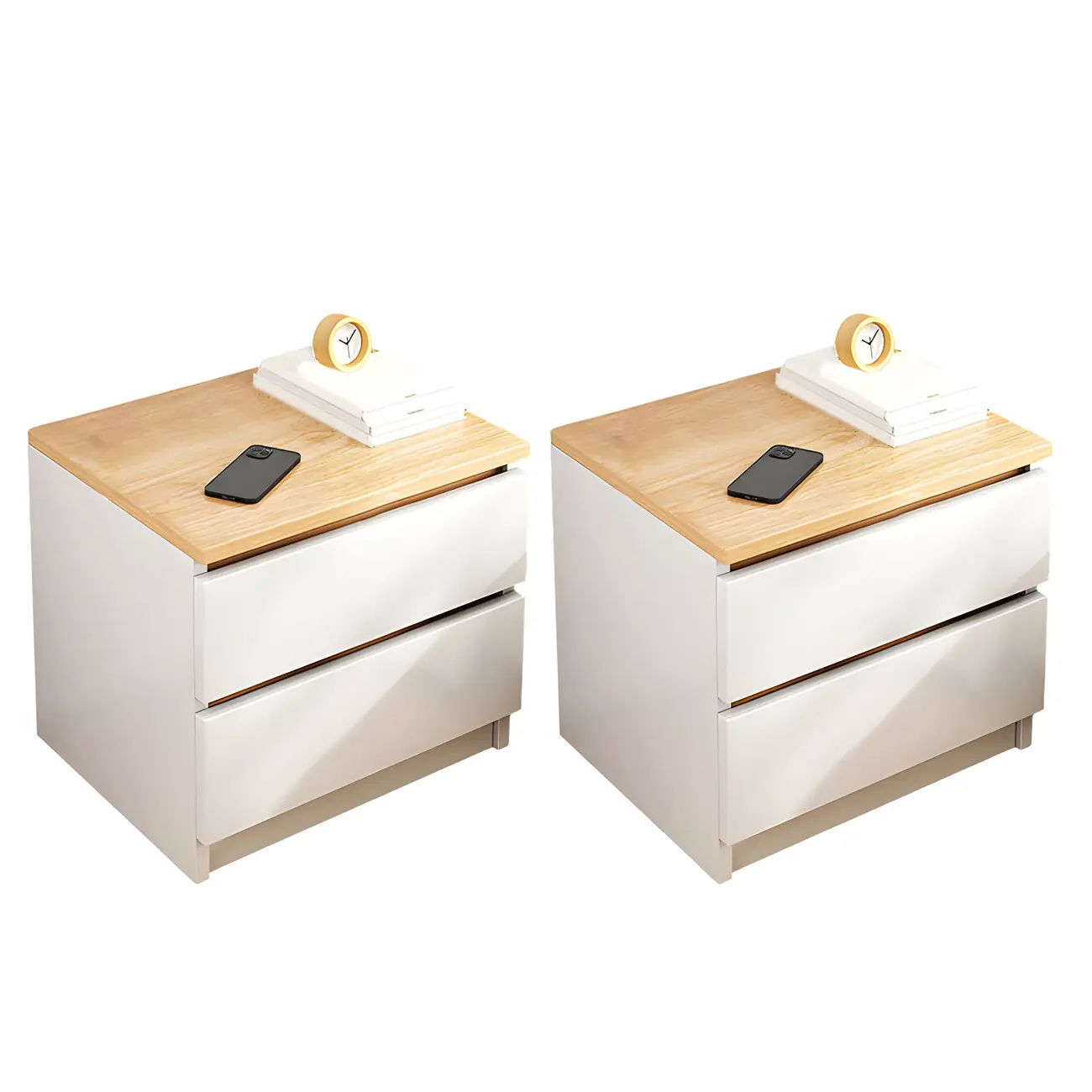 Modern Wood White Bedside Nightstand Drawer Storage Image - 23 | homeyfad
