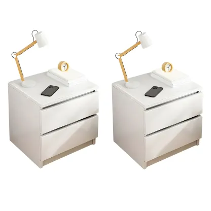 Modern Wood White Bedside Nightstand Drawer Storage Image - 25