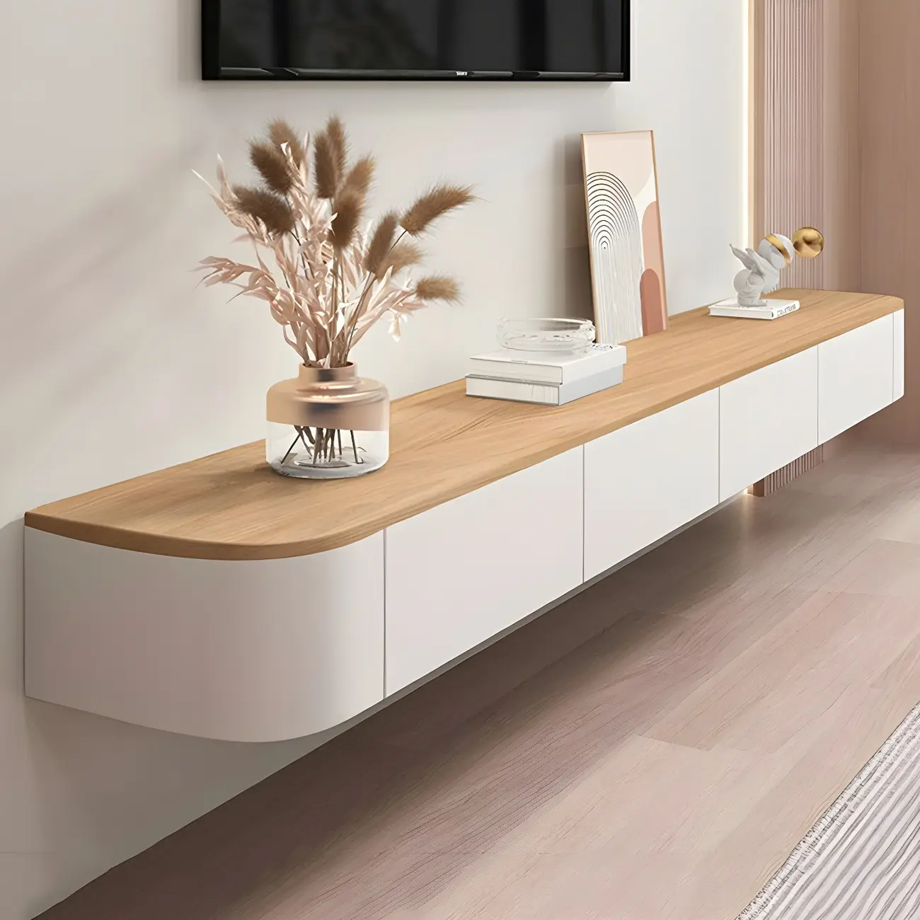 Traditional Wooden Mueble Flotante Para TV Stand with Drawers Image - 3 | homeyfad