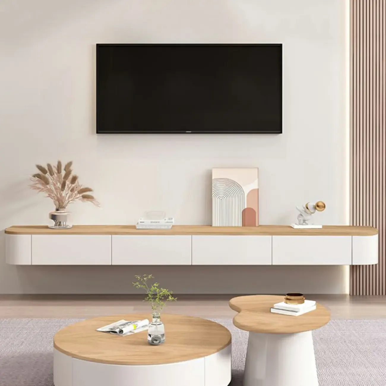 Traditional Wooden Mueble Flotante Para TV Stand with Drawers Image - 5