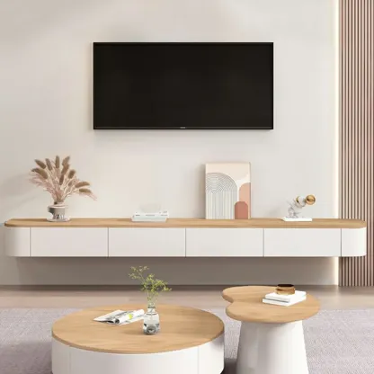 Traditional Wooden Mueble Flotante Para TV Stand with Drawers Image - 5