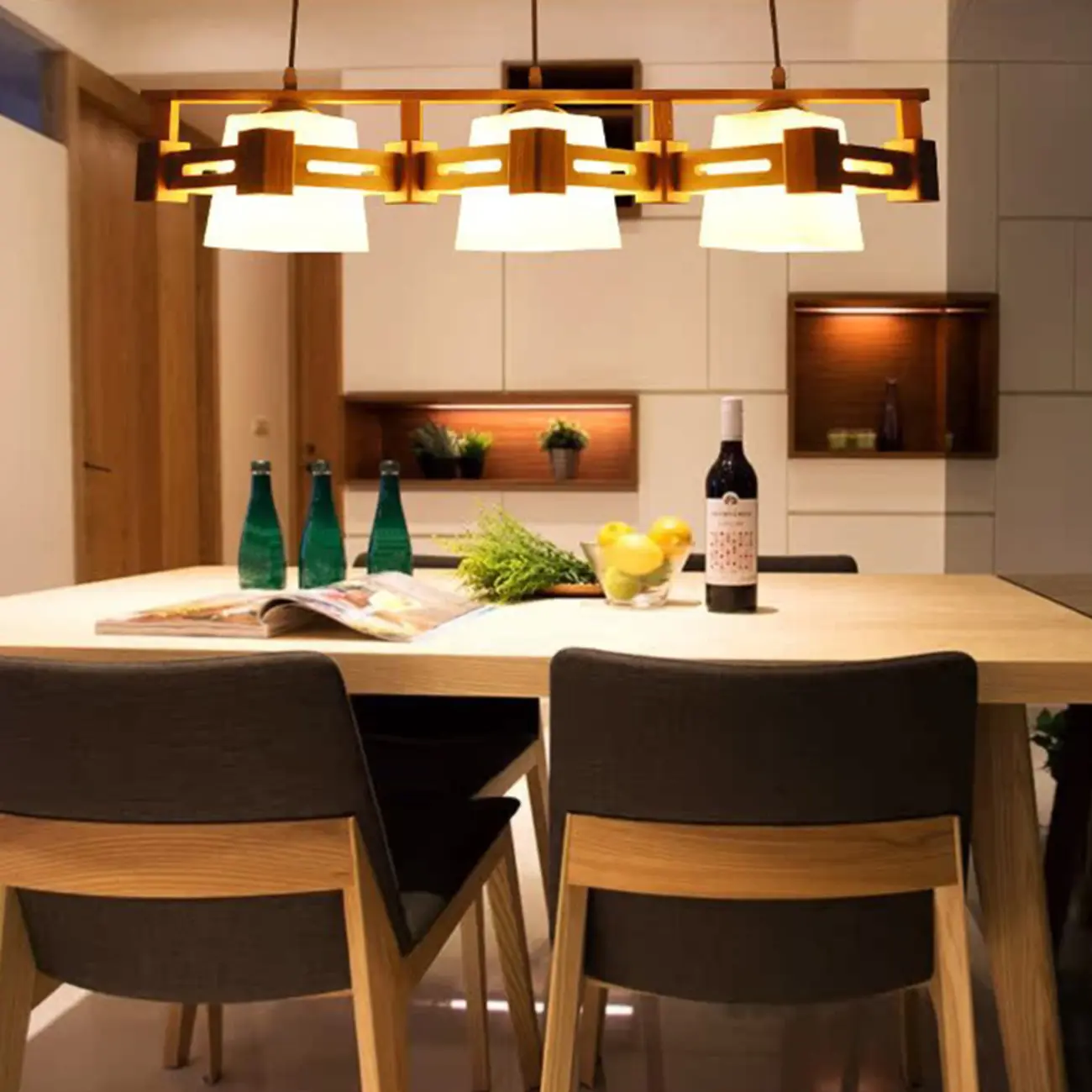 Adjustable Large Wood LED Pendant Light Image - 1 | homeyfad