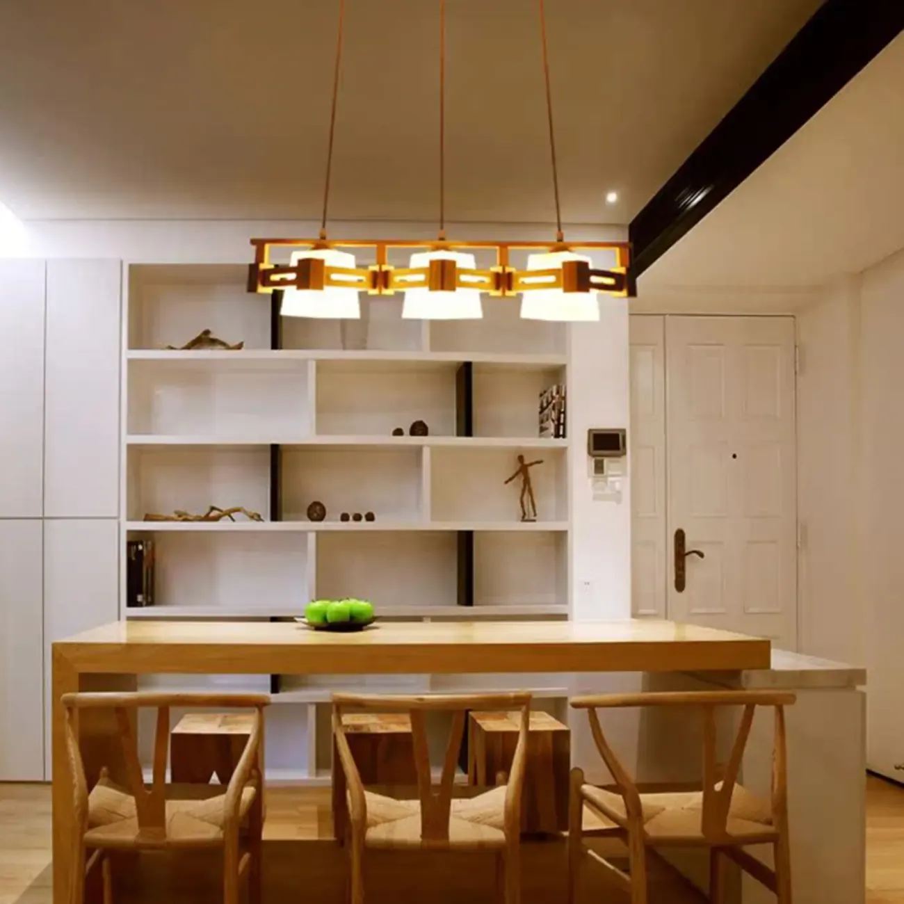 Adjustable Large Wood LED Pendant Light Image - 3