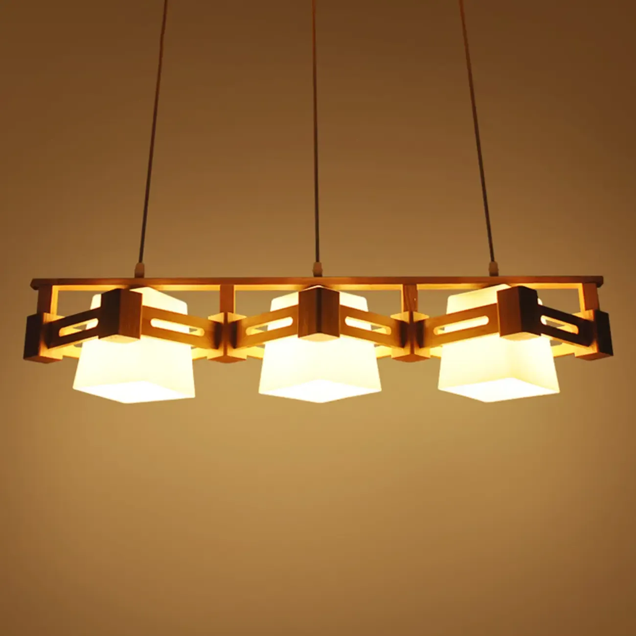 Adjustable Large Wood LED Pendant Light Image - 2