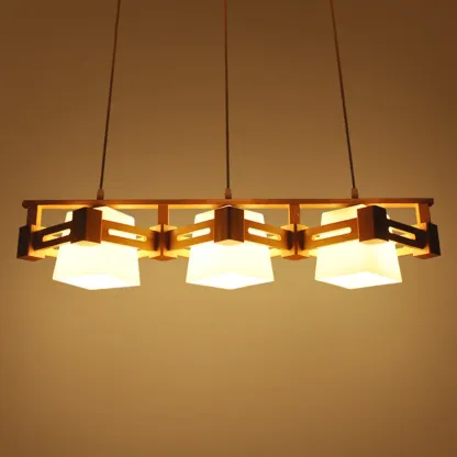 Adjustable Large Wood LED Pendant Light Image - 2