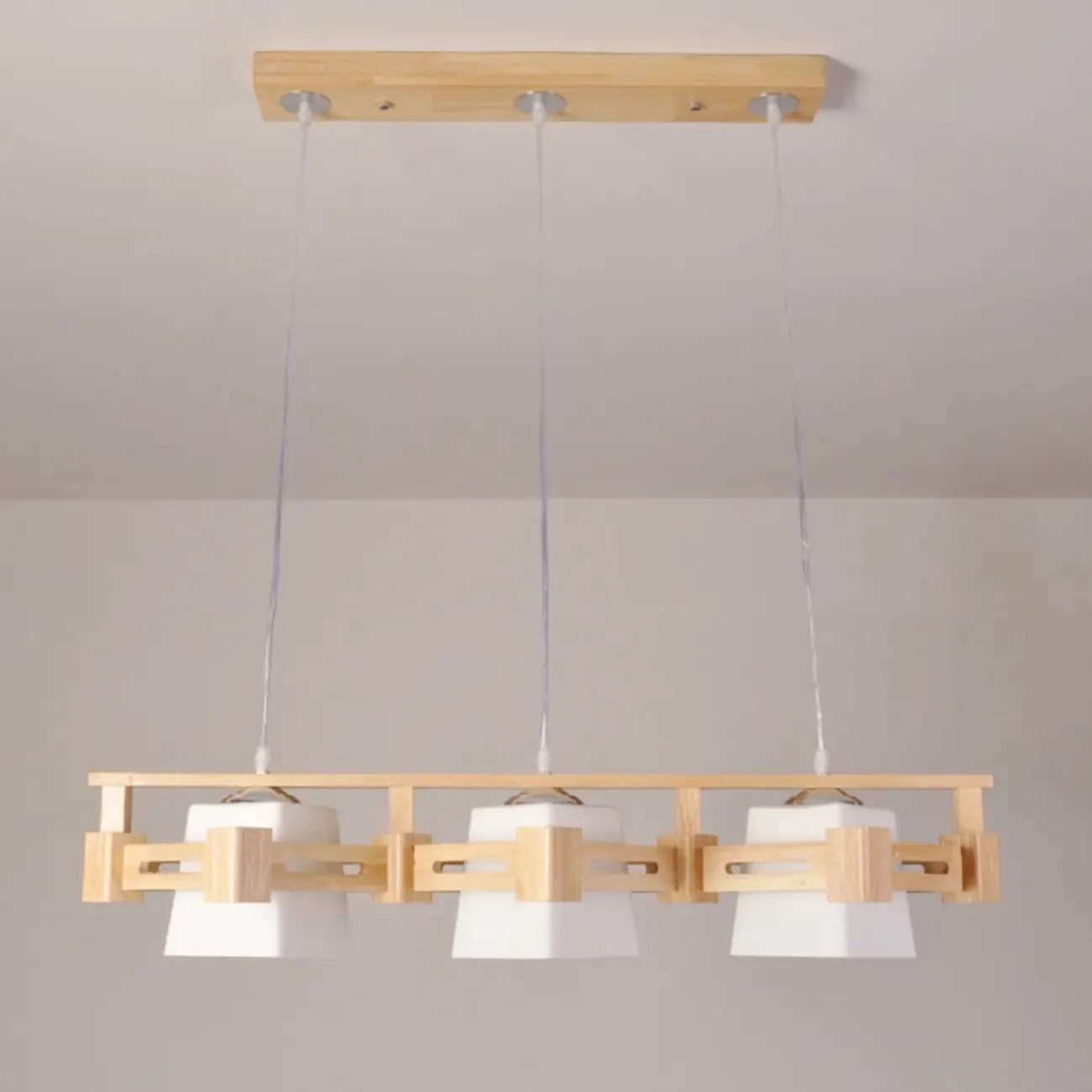 Adjustable Large Wood LED Pendant Light Image - 6