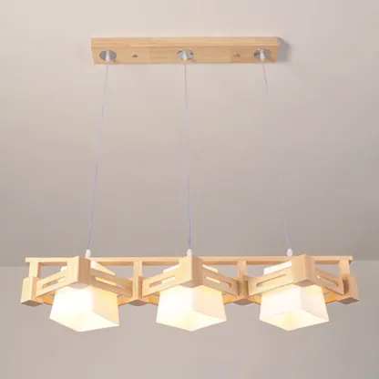 Adjustable Large Wood LED Pendant Light Image - 7