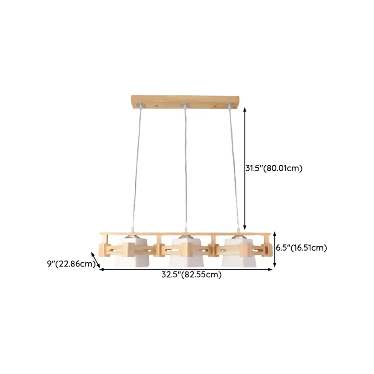 Adjustable Large Wood LED Pendant Light #size | homeyfad