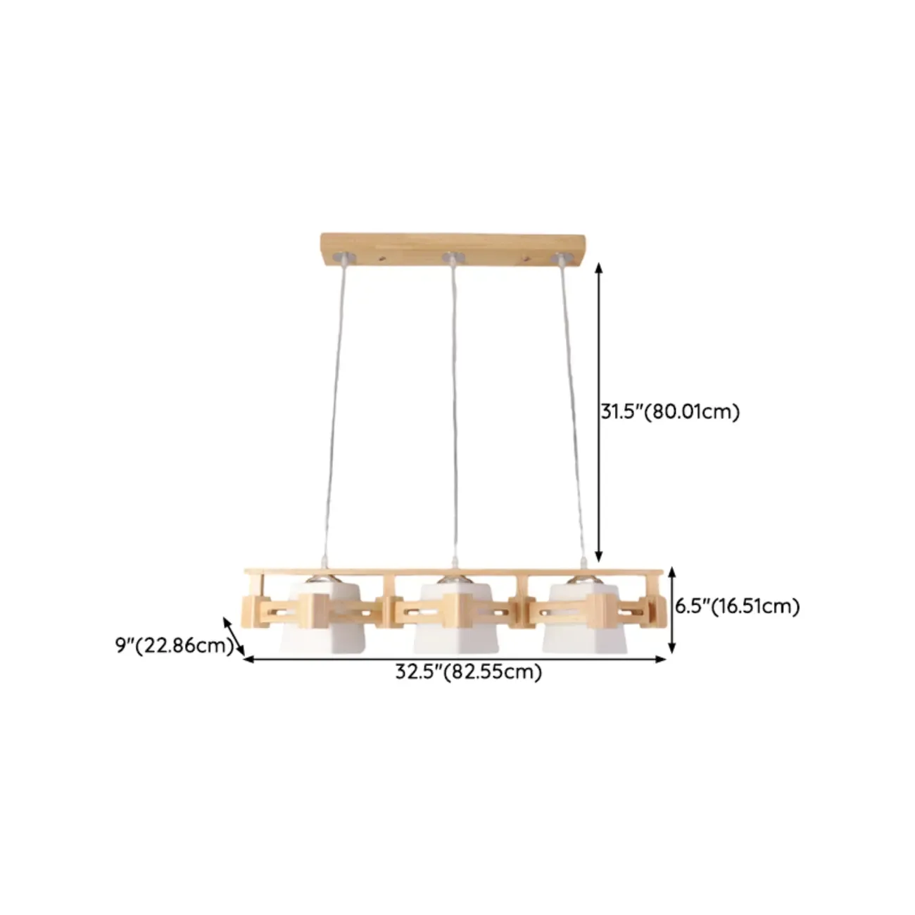 Adjustable Large Wood LED Pendant Light #size