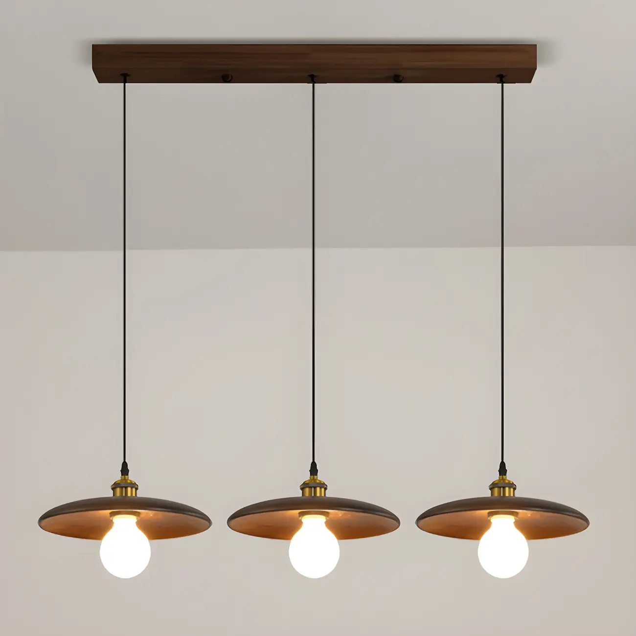 Geometric Walnut Wood Pendant Light for Kitchen Image - 4 | homeyfad