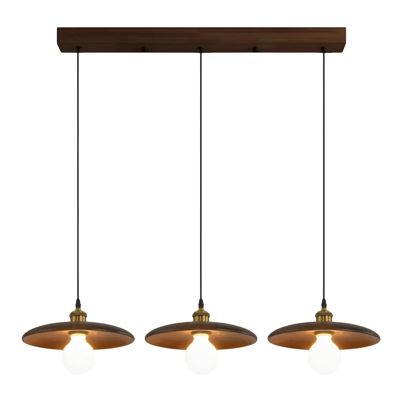 Geometric Walnut Wood Pendant Light for Kitchen Image - 5