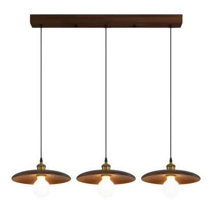 Geometric Walnut Wood Pendant Light for Kitchen Image - 5
