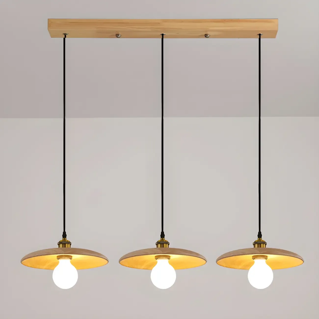 Geometric Walnut Wood Pendant Light for Kitchen Image - 7