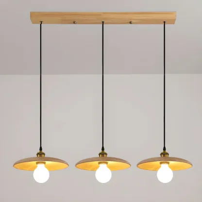 Geometric Walnut Wood Pendant Light for Kitchen Image - 7