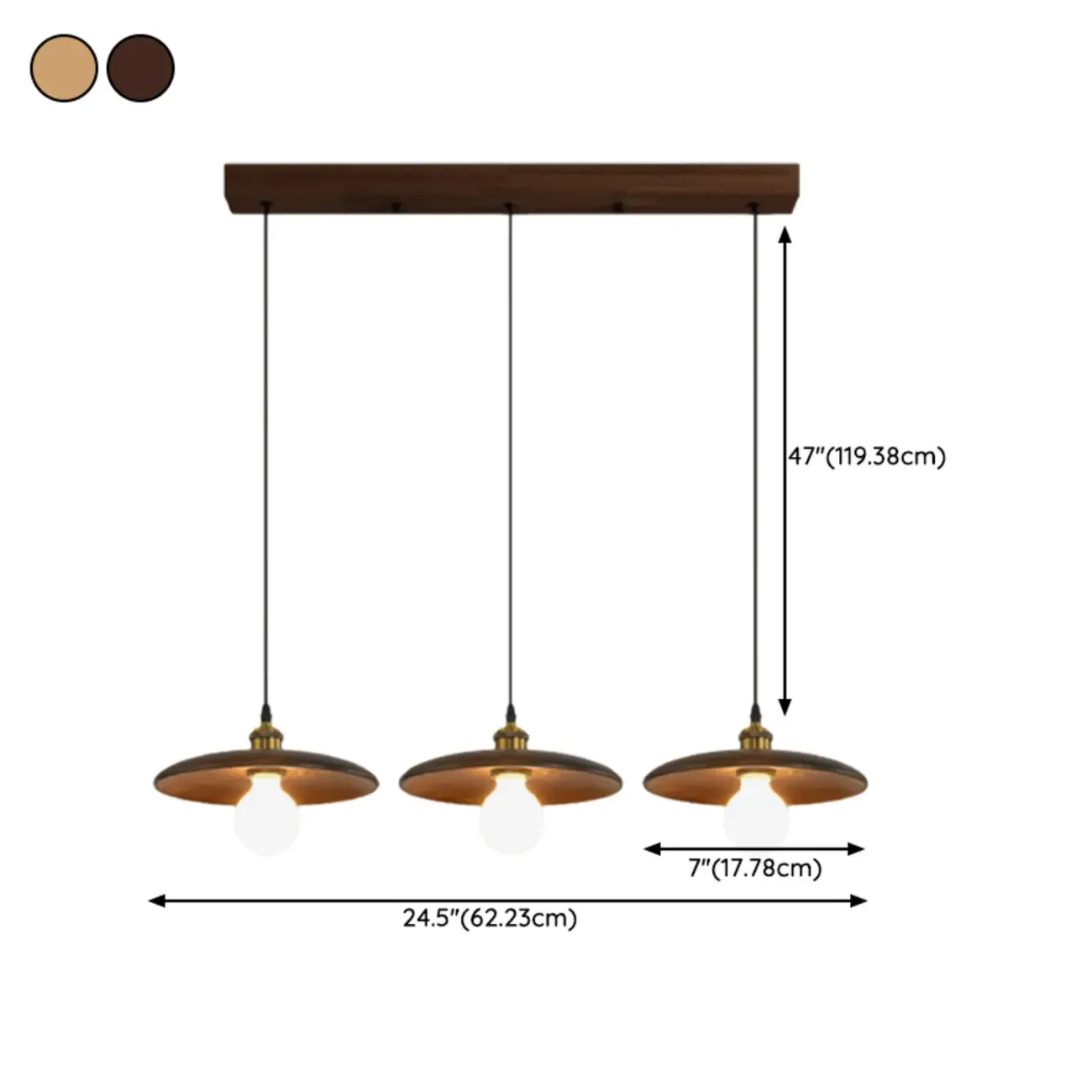 Geometric Walnut Wood Pendant Light for Kitchen #size