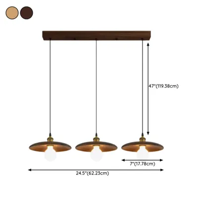 Geometric Walnut Wood Pendant Light for Kitchen #size