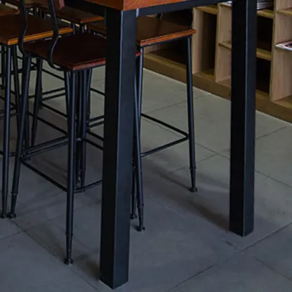 Industrial Brown Wood Black Iron 4-Leg Rectangular Bar Tables Image - 7