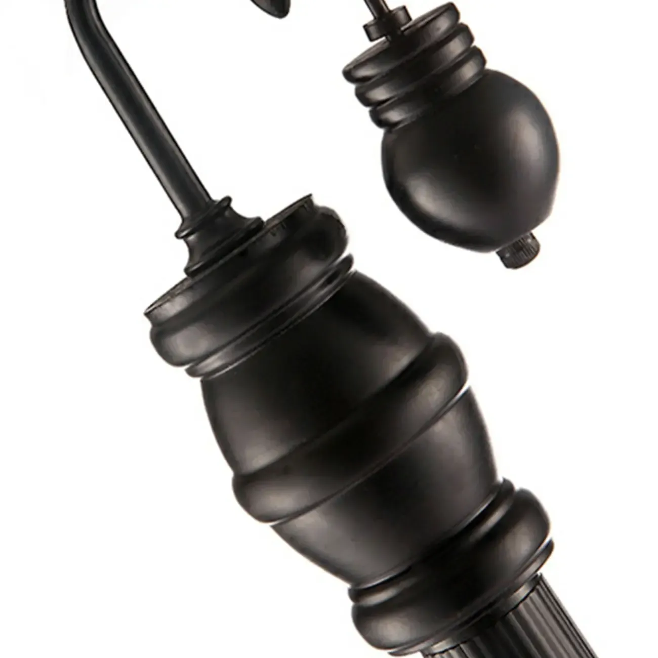 Vintage Rustic Black Metal Standing Floor Lamp with Glass Floral Shade