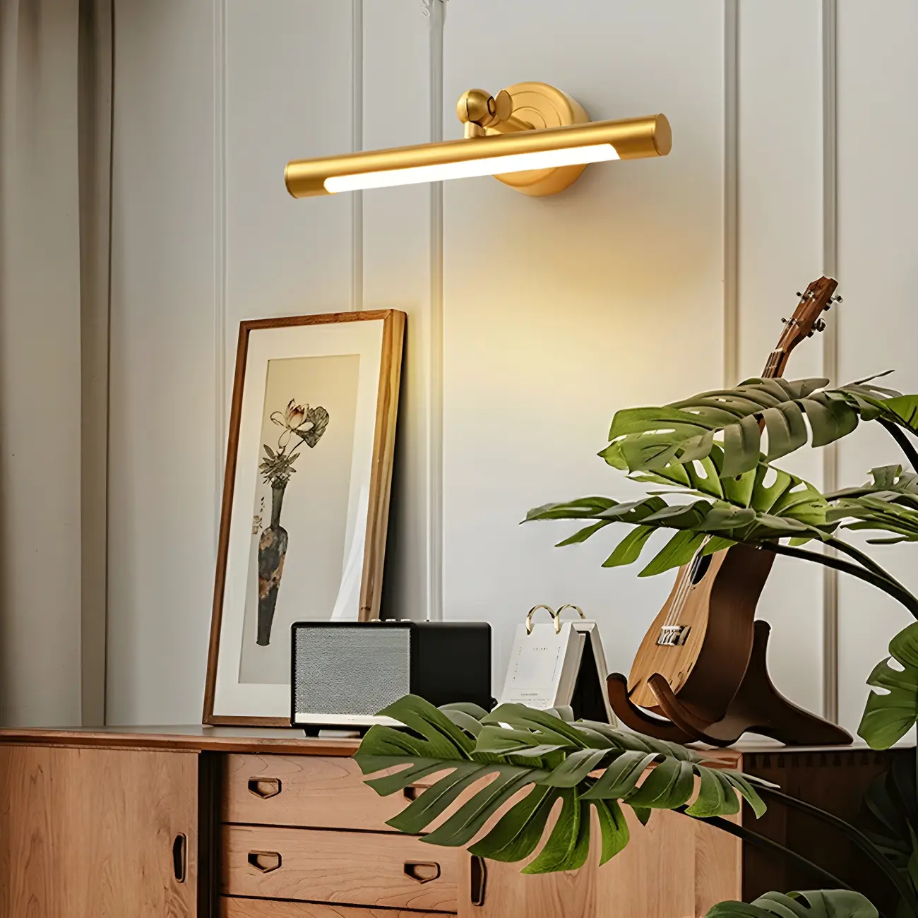 Stylish Gold Metal Tube Vanity Light with Warm LED for Bathroom Image - 2 | homeyfad