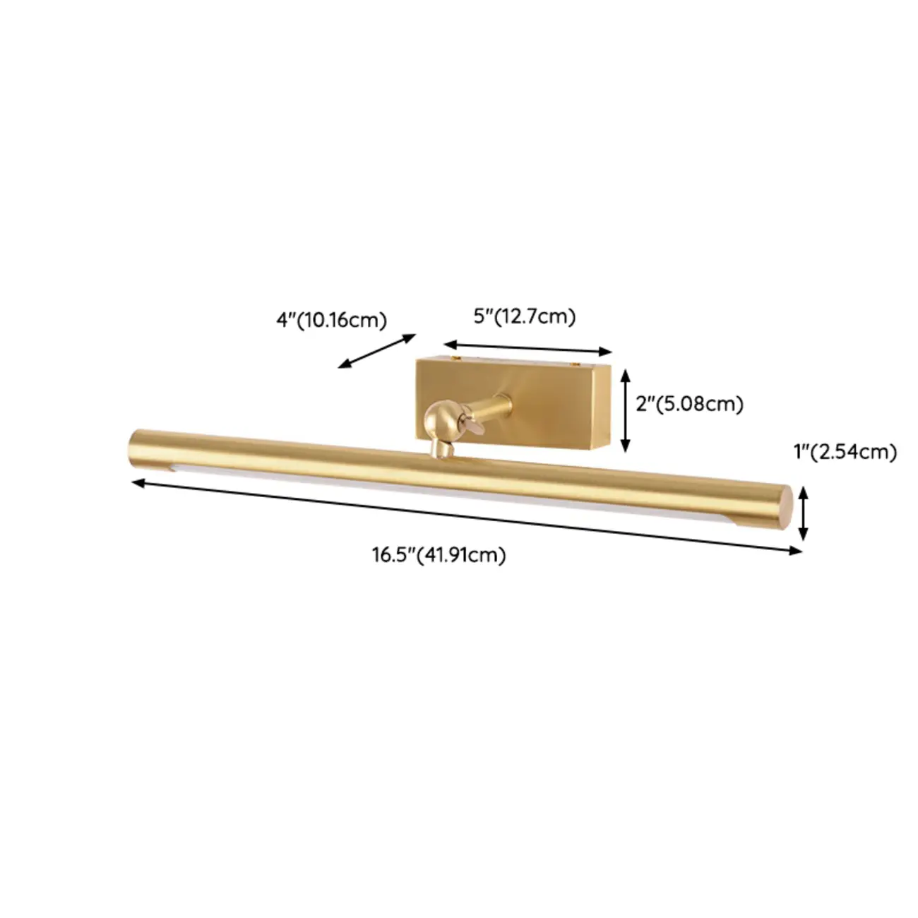 Stylish Gold Metal Tube Vanity Light with Warm LED for Bathroom #size