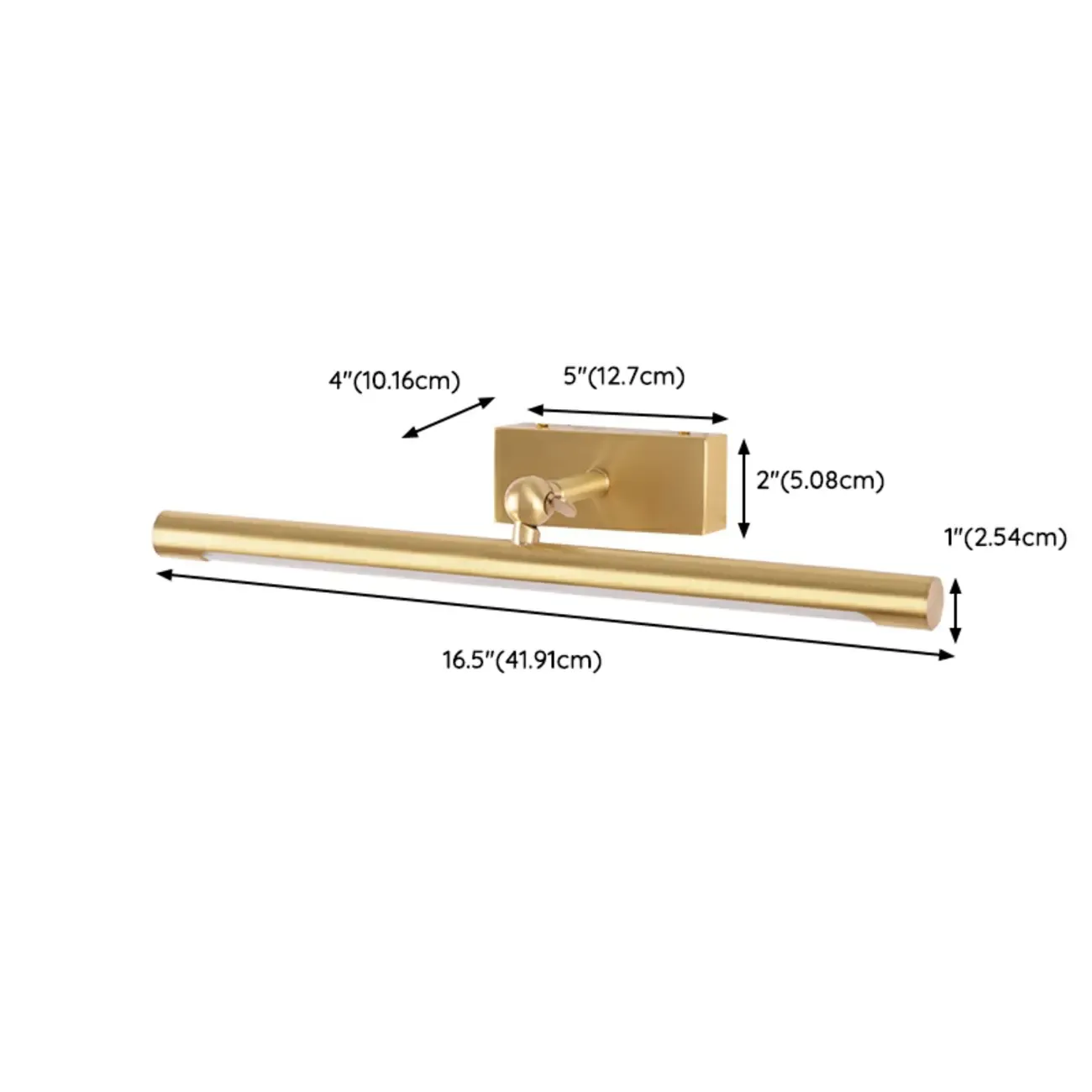 Stylish Gold Metal Tube Vanity Light with Warm LED for Bathroom #size