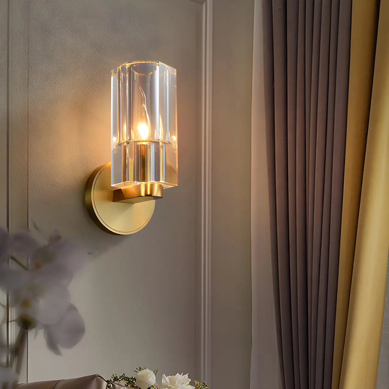 Elegant Metal Vanity Light with Crystal Shade for Bathroom Image - 2 | homeyfad