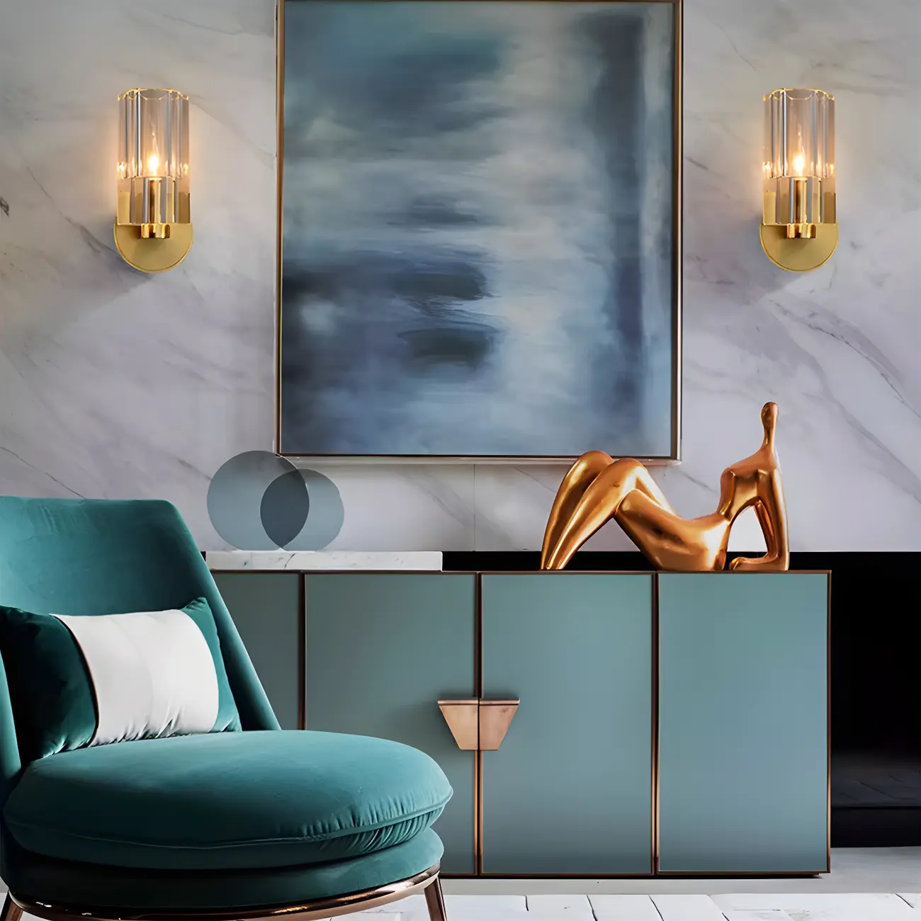 Elegant Metal Vanity Light with Crystal Shade for Bathroom Image - 3 | homeyfad