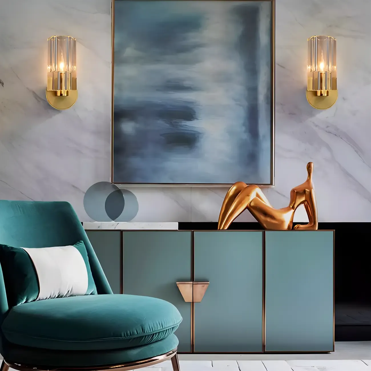 Elegant Metal Vanity Light with Crystal Shade for Bathroom Image - 3