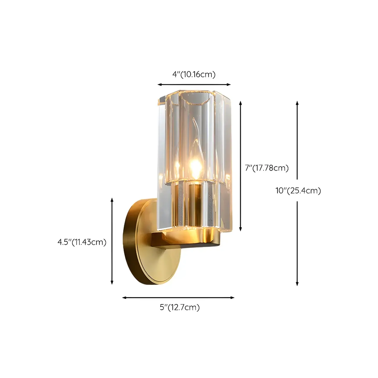 Elegant Metal Vanity Light with Crystal Shade for Bathroom #size
