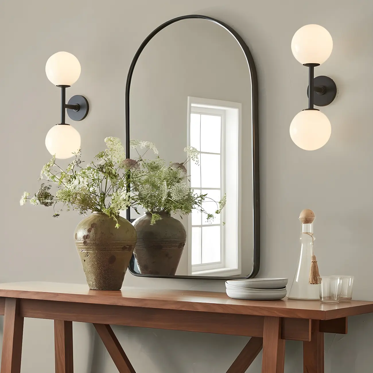 Modern 2-Light Up Down Globe Glass Vanity Light | homeyfad