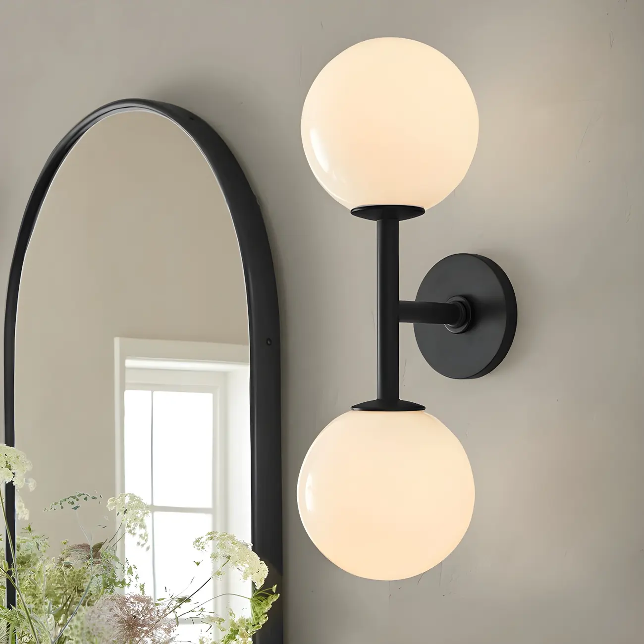 Modern 2-Light Up Down Globe Glass Vanity Light | homeyfad