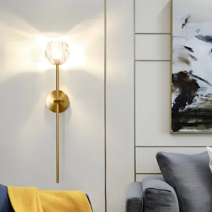 Modern Gold Crystal Vanity Light for Bathroom Wall Image - 6