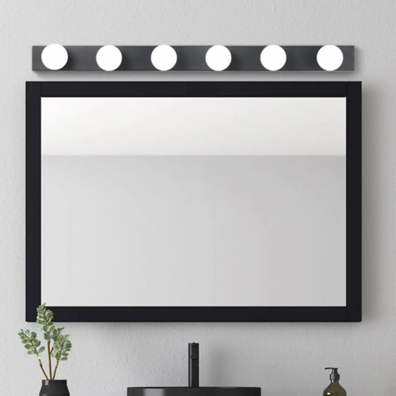 Modern Metal Straight Globe Vanity Light in Black for Bathroom Image - 2 | homeyfad