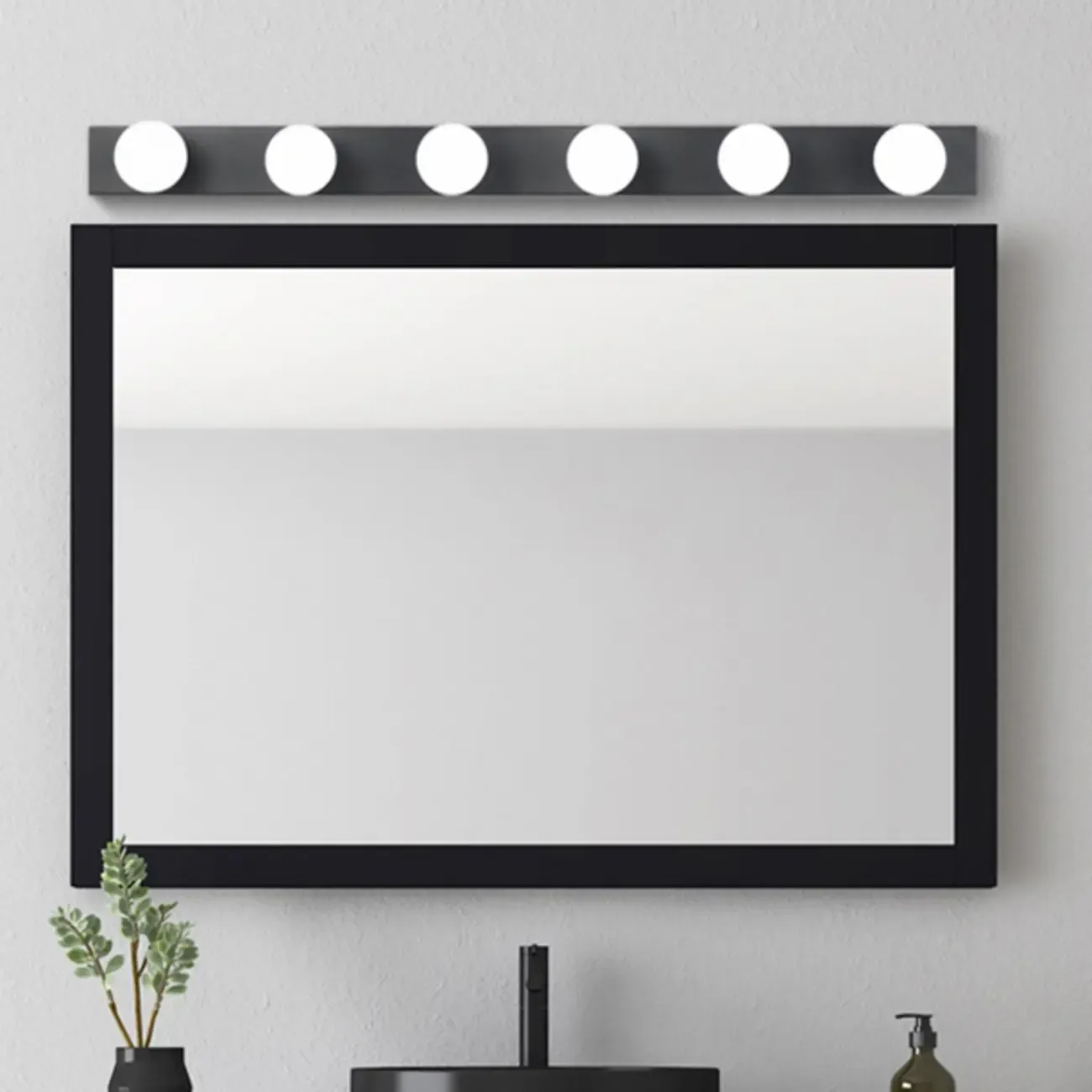 Modern Metal Straight Globe Vanity Light in Black for Bathroom Image - 2