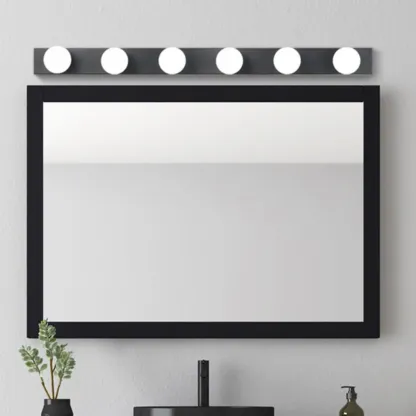 Modern Metal Straight Globe Vanity Light in Black for Bathroom Image - 2