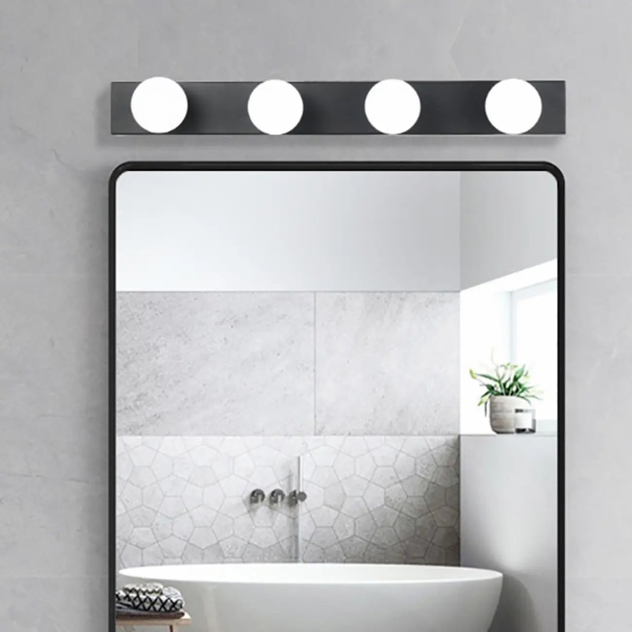 Modern Metal Straight Globe Vanity Light in Black for Bathroom Image - 1 | homeyfad