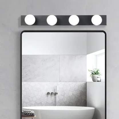 Modern Metal Straight Globe Vanity Light in Black for Bathroom Image - 1